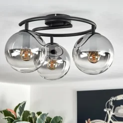 Gastor Plafonnier, Boule lumineuse Clair, Fumé, 3 lumières