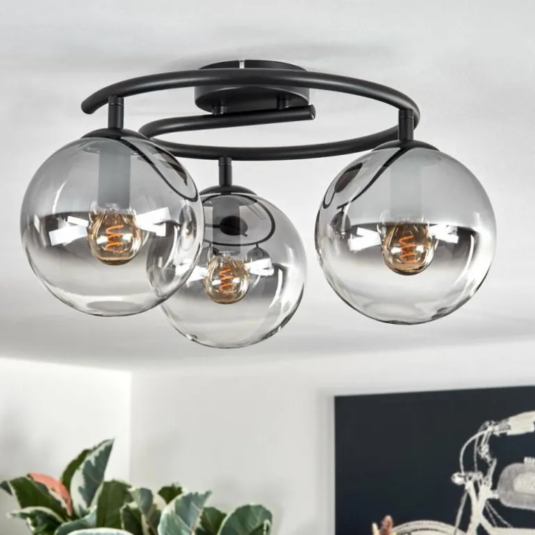 Gastor Plafonnier, Boule lumineuse Clair, Fumé, 3 lumières