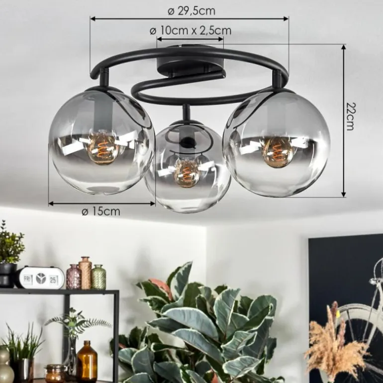 Gastor Plafonnier, Boule lumineuse Clair, Fumé, 3 lumières