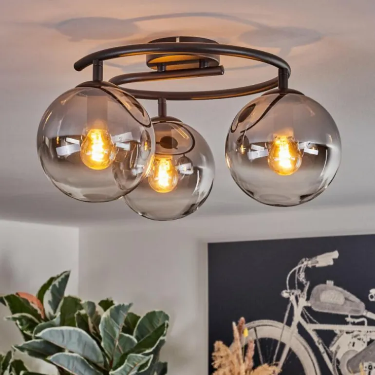 Gastor Plafonnier, Boule lumineuse Clair, Fumé, 3 lumières