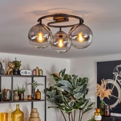 Gastor Plafonnier, Boule lumineuse Clair, Fumé, 3 lumières