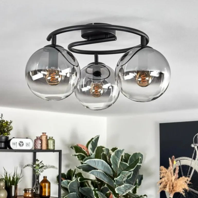 Gastor Plafonnier, Boule lumineuse Clair, Fumé, 3 lumières