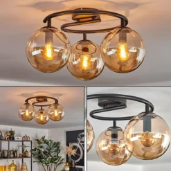 Gastor Plafonnier, Boule lumineuse Ambre, 3 lumières