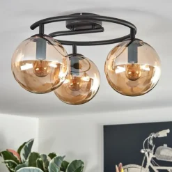 Gastor Plafonnier, Boule lumineuse Ambre, 3 lumières