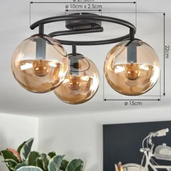 Gastor Plafonnier, Boule lumineuse Ambre, 3 lumières
