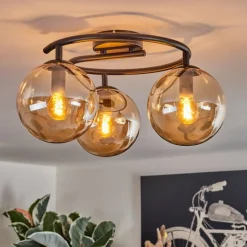 Gastor Plafonnier, Boule lumineuse Ambre, 3 lumières