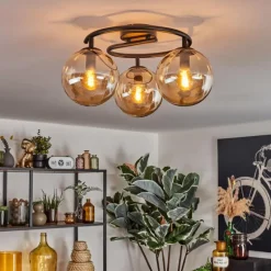 Gastor Plafonnier, Boule lumineuse Ambre, 3 lumières