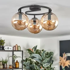 Gastor Plafonnier, Boule lumineuse Ambre, 3 lumières