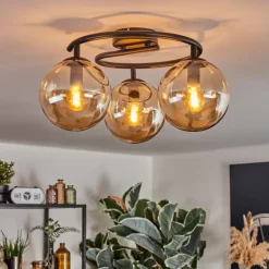 Gastor Plafonnier, Boule lumineuse Ambre, 3 lumières
