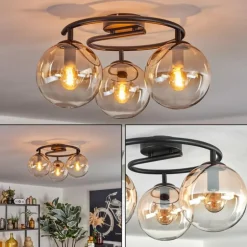 Gastor Plafonnier, Boule lumineuse Ambre, Clair, 3 lumières
