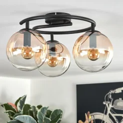 Gastor Plafonnier, Boule lumineuse Ambre, Clair, 3 lumières