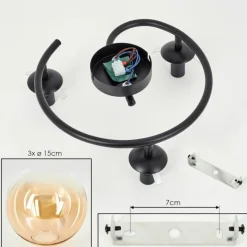 Gastor Plafonnier, Boule lumineuse Ambre, Clair, 3 lumières