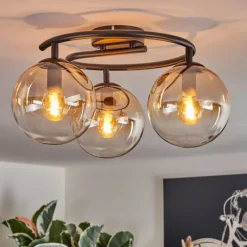 Gastor Plafonnier, Boule lumineuse Ambre, Clair, 3 lumières