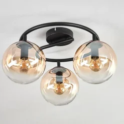 Gastor Plafonnier, Boule lumineuse Ambre, Clair, 3 lumières