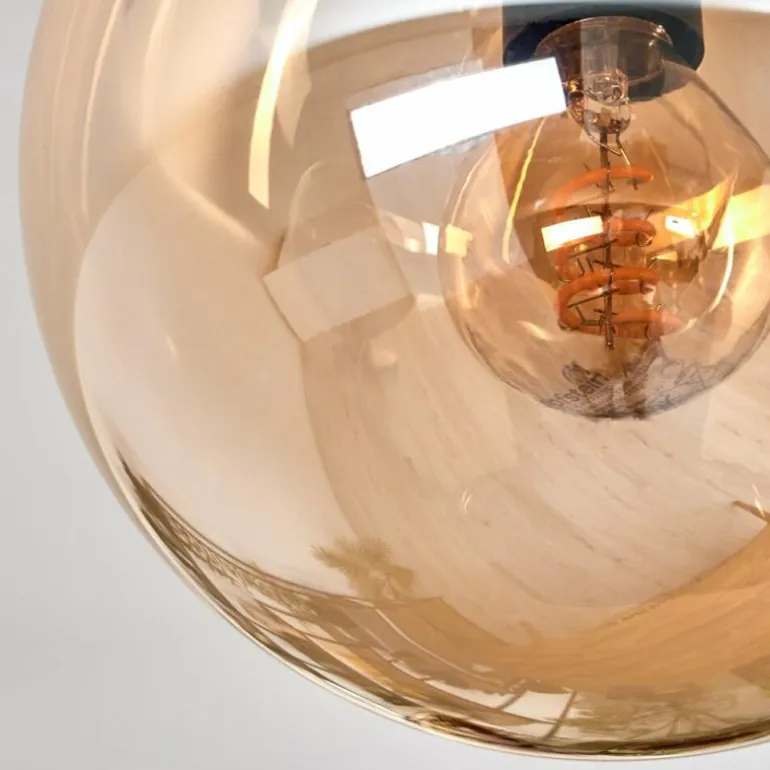 Gastor Plafonnier, Boule lumineuse Ambre, Fumé, 4 lumières