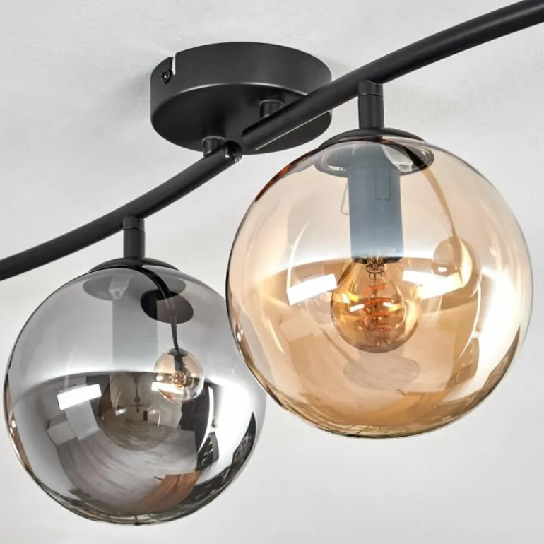 Gastor Plafonnier, Boule lumineuse Ambre, Fumé, 4 lumières