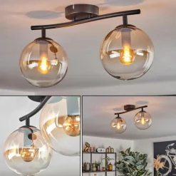 Gastor Plafonnier, Boule lumineuse Ambre, Clair, 2 lumières
