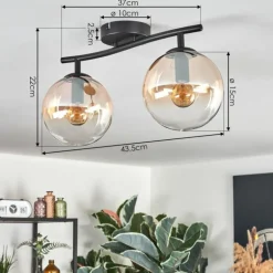 Gastor Plafonnier, Boule lumineuse Ambre, Clair, 2 lumières