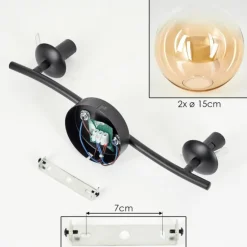 Gastor Plafonnier, Boule lumineuse Ambre, Clair, 2 lumières