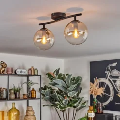 Gastor Plafonnier, Boule lumineuse Ambre, Clair, 2 lumières