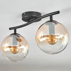 Gastor Plafonnier, Boule lumineuse Ambre, Clair, 2 lumières