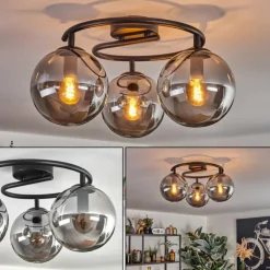 Gastor Plafonnier, Boule lumineuse 37 cm Fumé, 3 lumières