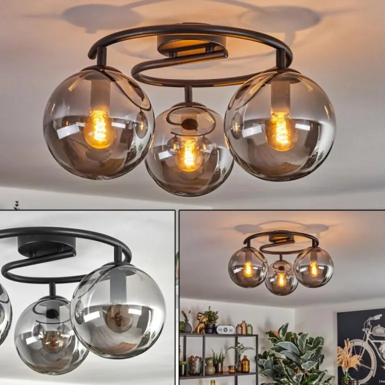 Gastor Plafonnier, Boule lumineuse 37 cm Fumé, 3 lumières