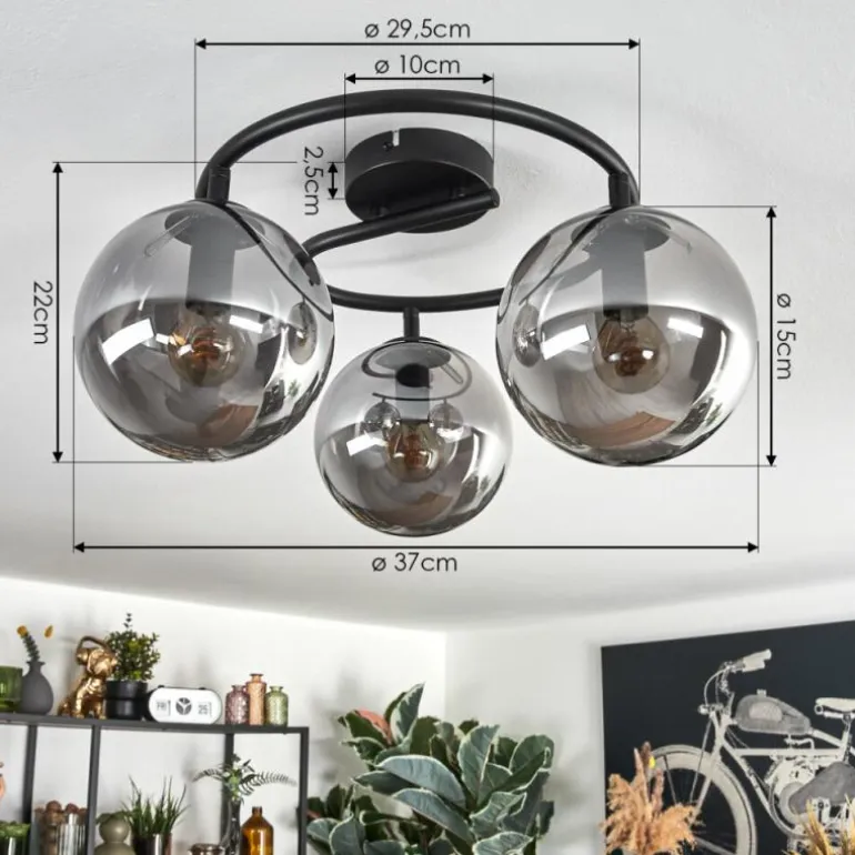 Gastor Plafonnier, Boule lumineuse 37 cm Fumé, 3 lumières