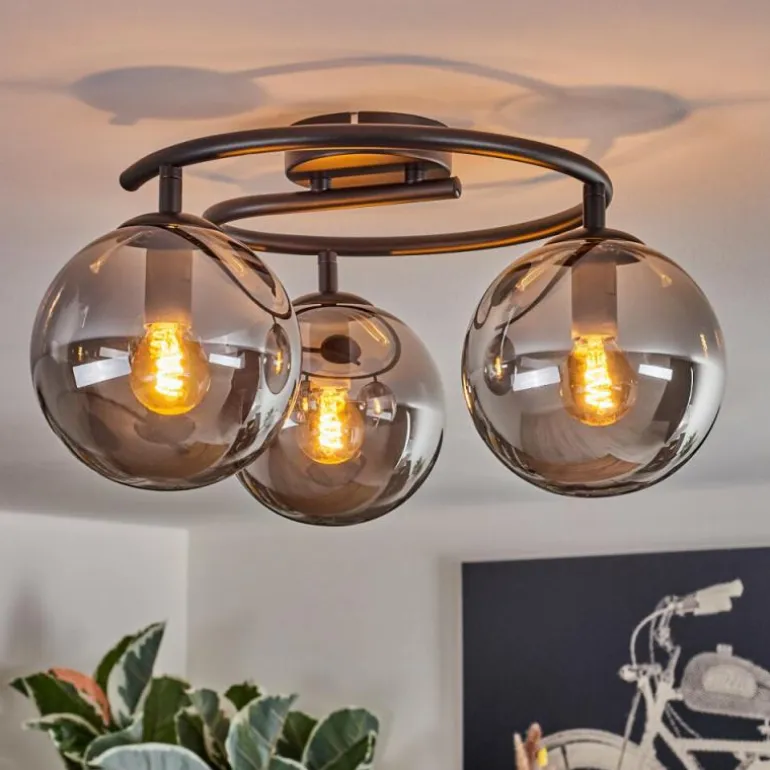 Gastor Plafonnier, Boule lumineuse 37 cm Fumé, 3 lumières