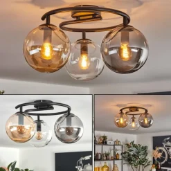 Gastor Plafonnier, Boule lumineuse 37 cm Ambre, Clair, Fumé, 3 lumières