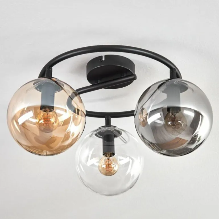 Gastor Plafonnier, Boule lumineuse 37 cm Ambre, Clair, Fumé, 3 lumières