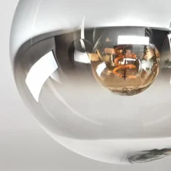 Gastor Plafonnier, Boule lumineuse 37 cm Chrome, Clair, Fumé, 3 lumières
