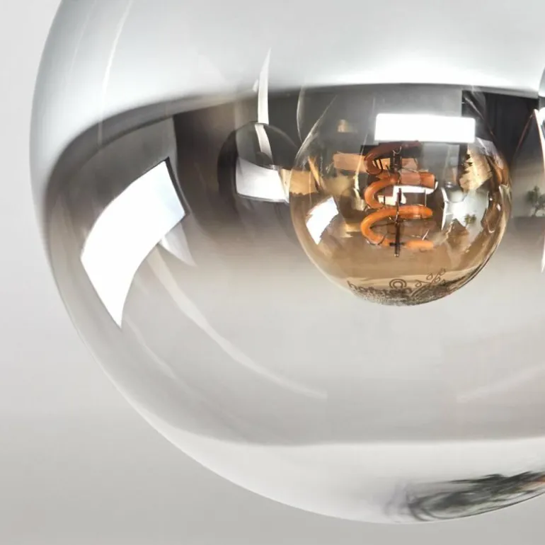 Gastor Plafonnier, Boule lumineuse 37 cm Chrome, Clair, Fumé, 3 lumières