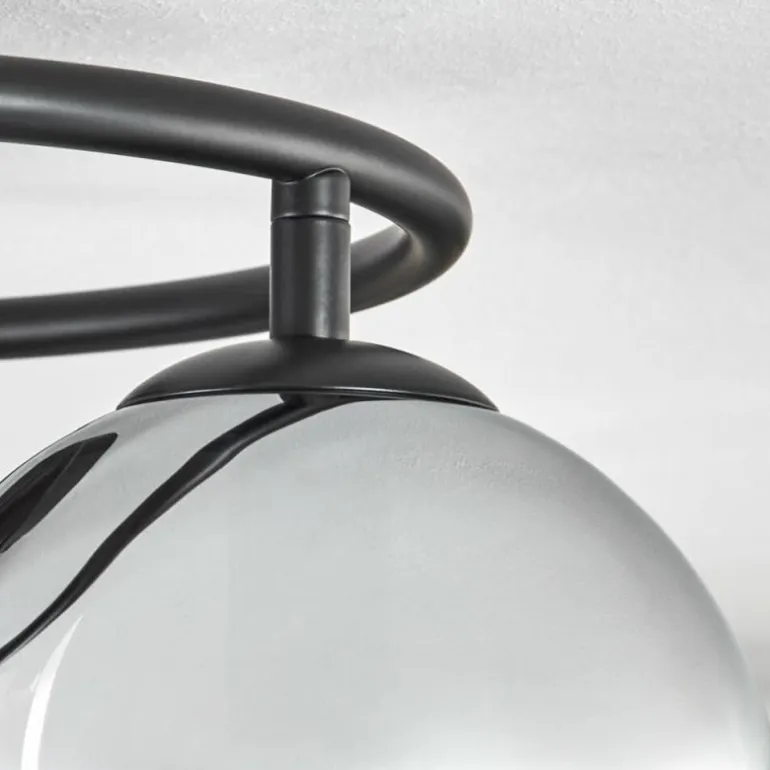 Gastor Plafonnier, Boule lumineuse 37 cm Chrome, Clair, Fumé, 3 lumières