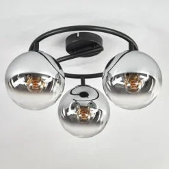 Gastor Plafonnier, Boule lumineuse 37 cm Chrome, Clair, Fumé, 3 lumières