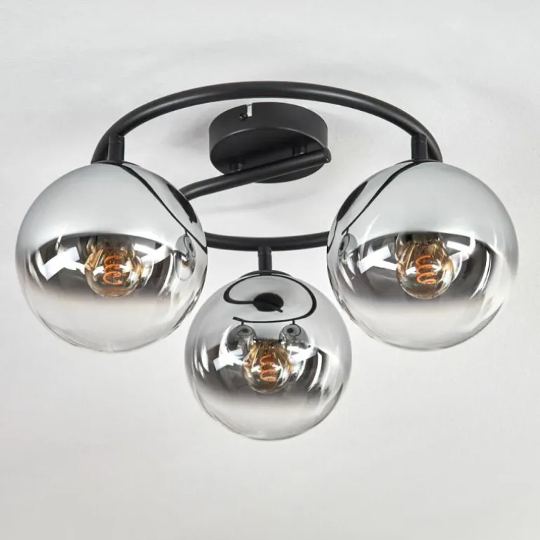 Gastor Plafonnier, Boule lumineuse 37 cm Chrome, Clair, Fumé, 3 lumières