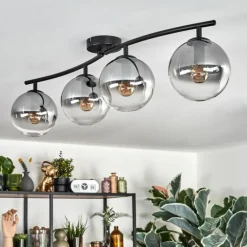 Gastor Plafonnier, Boule lumineuse Clair, Fumé, 4 lumières