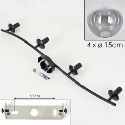 Gastor Plafonnier, Boule lumineuse Clair, Fumé, 4 lumières