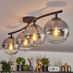 Gastor Plafonnier, Boule lumineuse Clair, Fumé, 4 lumières