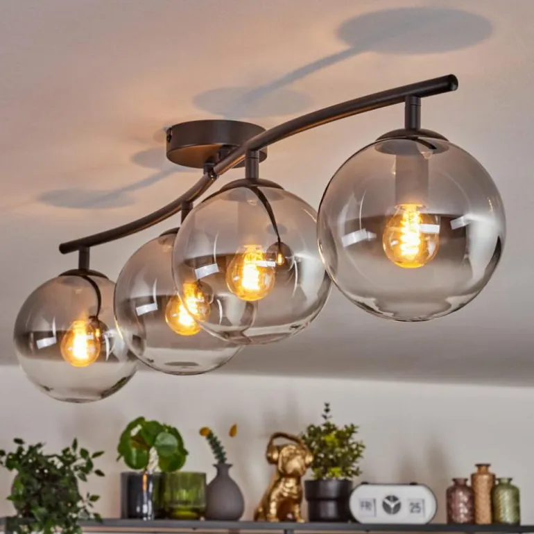 Gastor Plafonnier, Boule lumineuse Clair, Fumé, 4 lumières