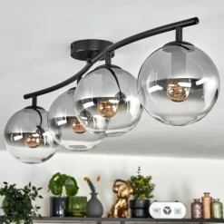Gastor Plafonnier, Boule lumineuse Clair, Fumé, 4 lumières