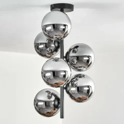 Gastor Plafonnier, Boule lumineuse Chrome, Fumé, 6 lumières