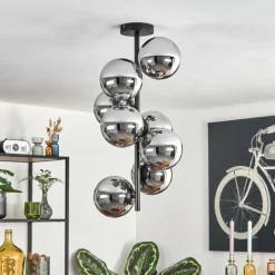 Gastor Plafonnier, Boule lumineuse Chrome, Fumé, 8 lumières