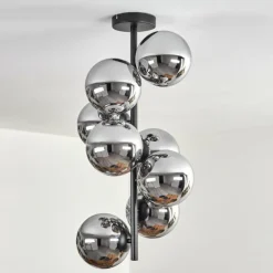 Gastor Plafonnier, Boule lumineuse Chrome, Fumé, 8 lumières