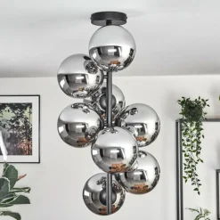 Gastor Plafonnier, Boule lumineuse Chrome, Fumé, 8 lumières