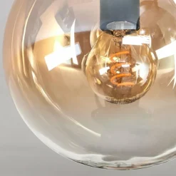 Gastor Plafonnier, Boule lumineuse Ambre, Clair, Fumé, 4 lumières