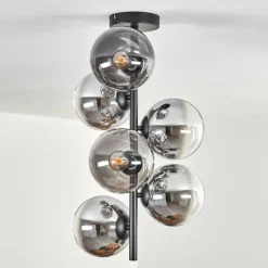 Gastor Plafonnier, Boule lumineuse Chrome, Fumé, 6 lumières