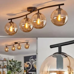 Gastor Plafonnier, Boule lumineuse Ambre, 4 lumières