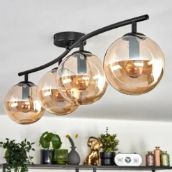 Gastor Plafonnier, Boule lumineuse Ambre, 4 lumières