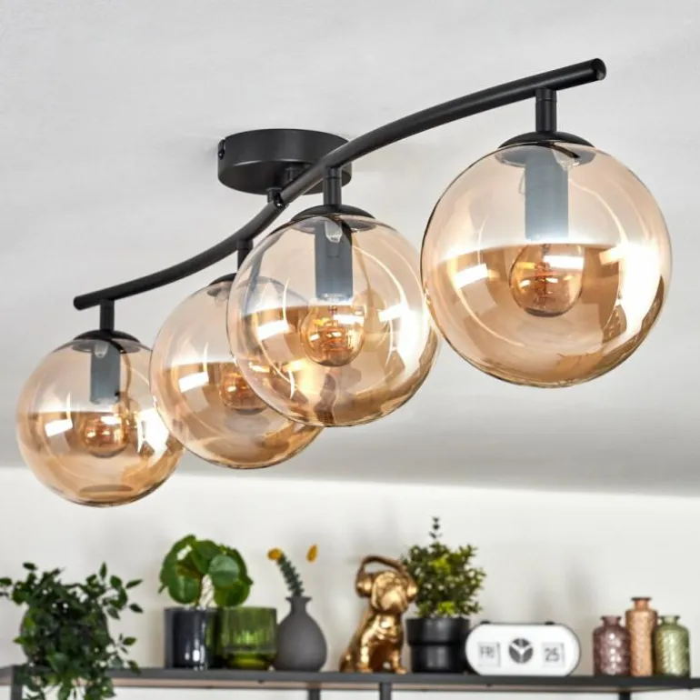 Gastor Plafonnier, Boule lumineuse Ambre, 4 lumières